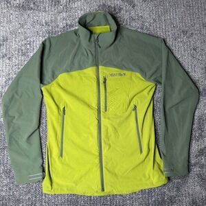 Marmot Mens Softshell Full Zip Jacket Green Two Tone Hiking Outdoor Large Sporty
